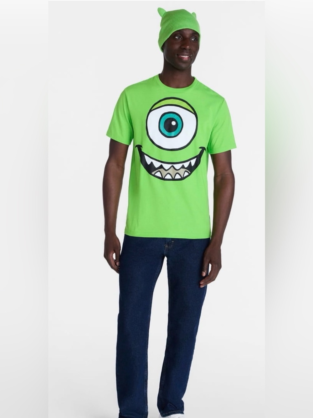 Men's Mike Wazowski Cosplay Graphic Tee and Beanie 2 pcs XS costume Tshirt